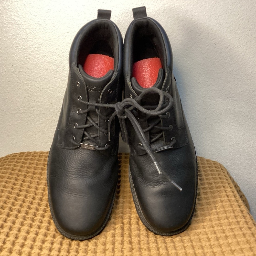 Rockport Mens Sz 13 Waterproof Hydro Sheild Leather Boots Black Rubber Soles - Picture 8 of 9